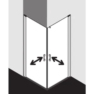 Kermi Pega Pendeltür-Eckeinstiegshälfte PE1EL07818VAK 78x185cm, silber hochglanz, ESG klar, links, auf Duschplatz