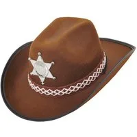 Widmann S.r.l. Kostüm Cowboyhut mit Sheriffstern für Kinder, Braun