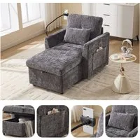 BlingBin Loungesessel Relaxsessel 1-Sitzer Sofa mit Stauraum, Einzelsofa (Freizeit-Sofa, 1-St., 125 x 84,5 x 87 cm), Freizeitstuhl, Handyhalter, Seitentaschen und weichem Chenille-Bezug