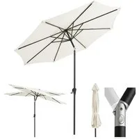 Sekey Sonnenschirm 3m Marktschirm mit Kurbel, Gartenschirm, 8 Streben, Sonnenschutz 50+, LxB: 300,00x300,00 cm, mit/ohne LED-Lichtern, Terrassenschirm Rund