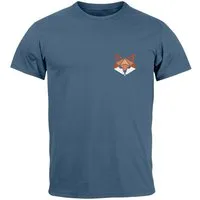 Neverless Print-Shirt Herren T-Shirt Fuchsmotiv Brustlogo Aufdruck Tiermotiv Polygon-Style mit Print