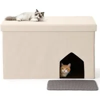 Insma Tierhaus 3-in-1 Katzenschrank Katzenhaus für Katzenklo Versteckt Katzentoilette, 90×50×50cm, mit Katzenstreu-Matte, bis zu 100kg Tragfähigkeit