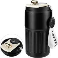 EXTSUD Thermobecher 410ml 316 Edelstahl Kaffeebecher, Digitalanzeige Thermobecher, 316-Edelstahl und Keramik, Travel Coffee Mug, Isolierter auslaufsicher Termokaffeebecher