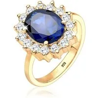 Elli Fingerring Zirkonia Synthetischer Saphir Blau 925 Sterling Silber, Cocktailring
