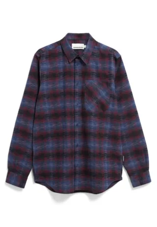 Armedangels - Hemd aus Bio-Baumwolle - Faalin blau/rot - Gr. - XL