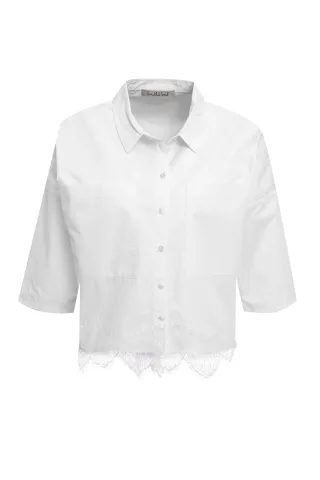 Smith&Soul - Cropped Lace Blouse offwhite - Gr. - XS