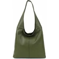 ITALYSHOP24 Shopper Made in Italy Damen echtes Leder Tasche Schultertasche Umhängetasche, Hobo Bag große Hauptfach Alltagstasche mit viel Stauraum leicht bequem