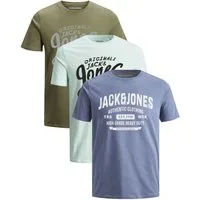 Jack & Jones Print-Shirt Bequemes Slimfit Shirt (Spar-Set, 3er-Pack) in Unifarbe mit Print