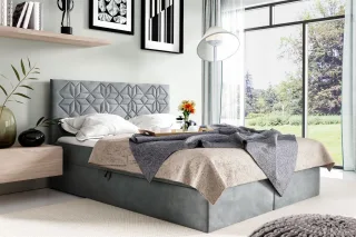 Boxspringbett Schlafzimmerbett 160x200cm LAZARO Nr.1 Grau inkl. Bettkasten