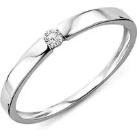 Miore Diamantring MIN923R - aus 9 Karat 375 Weißgold mit 0,05 Karat Solitär Diamant, Ringabmessungen Breite 2mm Höhe 1,5mm