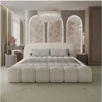 thematys Polsterbett ORLANDO - Cloud mit Bettkasten, Bouclé Bezug - 140x200 - 200x200cm - (Kopfteil in Oversize, Familienbett XXL)