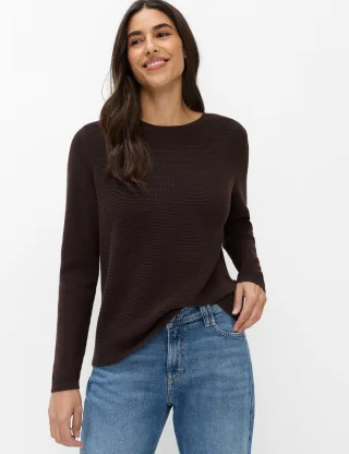 Brax Damen Strickpullover Style LESLEY brunette, dunkelbraun, Gr. 34
