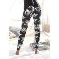 LASCANA Strandhose aus bequemer und leichter Viskose mit tropischem Druck, Jerseyhose, leichte Sommerhose, Schlupfhose