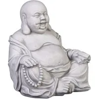 gartendekoparadies.de Gartenfigur Lachender Buddha Mönch, Steinfigur, H. 22 cm, 7 kg, Frostsicher