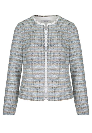 Bianca - Blazer mit Strukturmuster und Reißverschluss blau - Gr. - 36