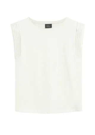 s.Oliver BLACK LABEL - T-Shirt mit Rippdetails beige - Gr. - 34