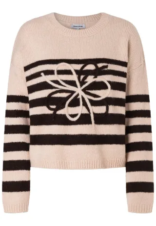 MORE & MORE - Gestreifter Pullover beige - Gr. - 34