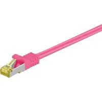 Patchkabel RJ-45 SFTP, mit Cat 7 Rohkabel pink, 50cm, 500 MHz