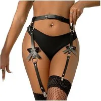 Lau-Fashion Strapsgürtel Leder Straps-Halter – Harness Bondage-Accessoire in Schwarz, sexy Dessous
