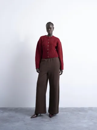 TOPSHOP - TSMIRA LS O-NECK CARDIGAN Burgundy - Gr. - XS