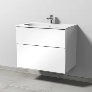 Sanipa 3way Waschtischunterbau zu Geberit Acanto Slim Waschtisch mit 2 Auszügen, Weiß-Glanz BS41178