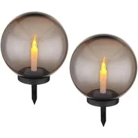GLOBO LIGHTING LED Solarleuchte, Dämmerungssensor, LED fest integriert, Warmweiß, 2er Set Solarkugeln Kerze-n Outdoor Leuchtkugeln Solarlicht, Ø38,5cm