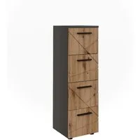 Vicco Midischrank Irma, Anthrazit/Artisan, 30 x 95 cm mit 4 Schubladen (1-St)