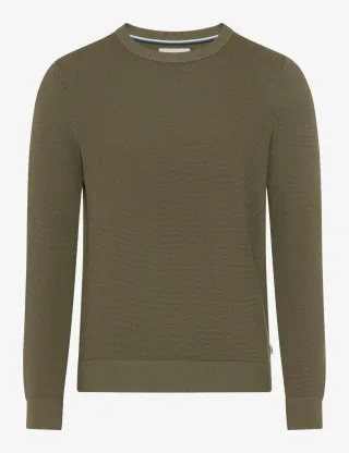 Brax Herren Strickpullover Style RICK burnt olive Grün Oliv, grün - oliv, Gr. XS