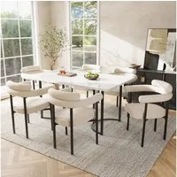 Flieks Esszimmerstuhl (Set, 6 St), 6er Set Polsterstühle Wohnzimmer Samt Küchenstühle Eisengestell