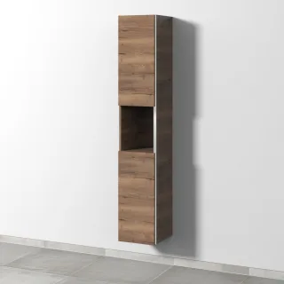 Sanipa 3way Hochschrank mit 2 Türen und 1 offenem Fach, Eiche-Tabak BR11250