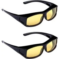 HAC24 Sonnenbrille Auto Nachtfahrbrille Nachtsichtbrille Kontrastbrille Überziehbrille (2-St) Polarisiert