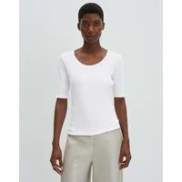 someday Kurzarmshirt Kladena aus Rippjersey Tiefer Rundhals, figurbetonter Everyday-Klassiker