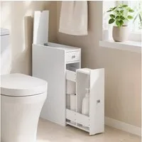 HOMCOM Badkommode Toilettenschrank für kleine Räume (Set, 1 St., 1), Schmaler Nischenschrank, Vollauszug