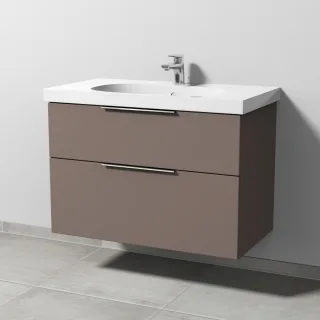 Sanipa 3way Waschtischunterbau zu Geberit Acanto Waschtisch mit 2 Auszügen, Taupe-Matt UP4181T