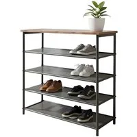 relaxdays Schuhregal mit Ablage, Industrial-Schwarz