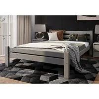 Home Collective Bettgestell Massivholzbett, Einzelbett mit Lattenrost & sicherem Lack, 210x132x72 cm, Grau