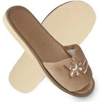 filsko Masku Damen Pantolette mit Katzen & Welcome Home Stickerei, offene Samt-Hausschuhe