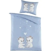Carpe Sonno Babybettwäsche 100x135 Süße Babybett Bettwäsche Neugeborene Kleinkind Baby Bettbezug, Renforce, 2 teilig, Blau Grau Bettset Jungs 100% Baumwolle Säugling