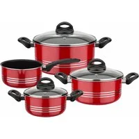 GSW Topf-Set Milano color, Leichtmetall-Legierung, Aluminium (Set, 7-tlg., je 1 Kochtopf Ø 16/20/24 cm, 1x Stielkasserolle Ø 16 cm), extra starker FerroTherm®Boden, Induktion
