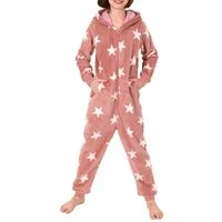 Normann Pyjama Mädchen Jumpsuit Overall Schlafanzug langarm Sternenmotiv