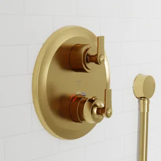 Steinberg Serie 350 Fertigmontageset für Unterputzthermostat mit 2-Wege-Umsteller, brushed gold, 350 350 4133 3 BG