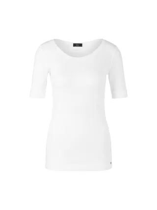 Marc Cain Essentials - Rundhals-Shirt mit halben Ärmeln white - Gr. - 44
