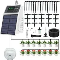 Blossom Bewässerungssystem Solar Bewässerungssystem Tropfbewässerung Set Automatisch, Akku, USB-C, (15 Tropfern, 10 m Schlauch, 30 Bewässerungsmodi), Gartenbewässerung für Balkon, Hochbeet & Gewächshaus