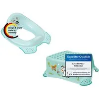 KiNDERWELT Tritthocker 2er-Set Funny Farm aquamarin WC Aufsatz + Hocker (2er Set, Premium Set)