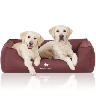 Knuffelwuff Orthopädisches Wasserabweisendes Hundebett Leon aus Velours mit Handwebcharakter rot XXXL