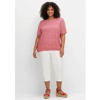 Sheego T-Shirt Rundhalsshirt Kurzarm mit Minimal-Druck und Gummizugbund