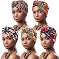 Zaewry Turbanmütze 5 Stücke Afrikanischen Turban für Damen Soft Vorgebunden