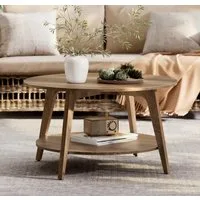VASAGLE Couchtisch rund Wohnzimmertisch holz Beistelltisch braun (inkl. Zubehörpaket & Anleitung), 2 Ebenen, Ø 80 cm, modern, skandinavisch, einfache Montage