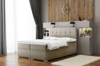 Boxspringbett Schlafzimmerbett ABELT 160x200cm in Stoff Matt Velvet Mud