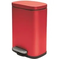 spirella Kosmetikeimer AKIRA, Treteimer mit Softclose-Absenkautomatik, herausnehmbarem Inneneimer, Anti-Fingerprint-Beschichtung, 5L, rot